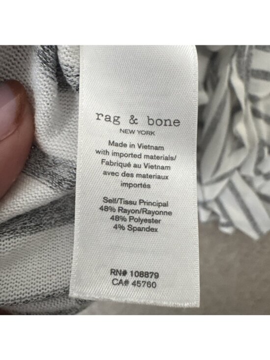 Rag & Bone Knit Striped Long Sleeve Tee Womens M Gray White Drapey Fit - Picture 8 of 9